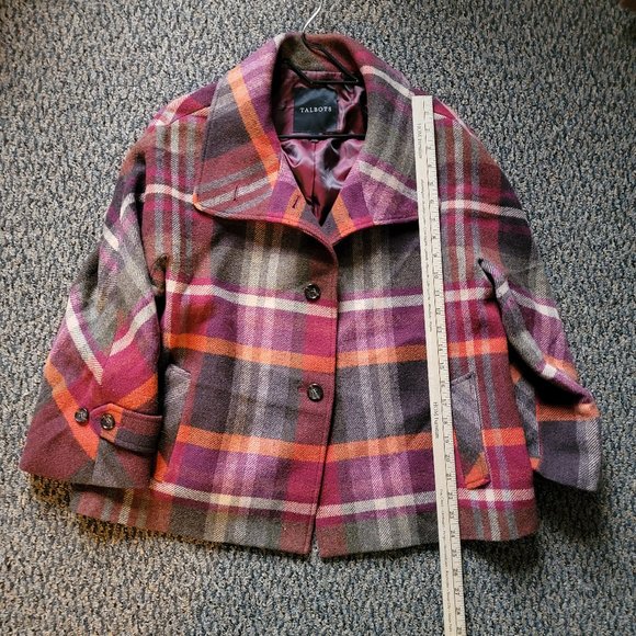 NWOT Stunning Talbots Fall Colors Orange Green Pink Plaid Jacket Size 12 - Picture 10 of 13